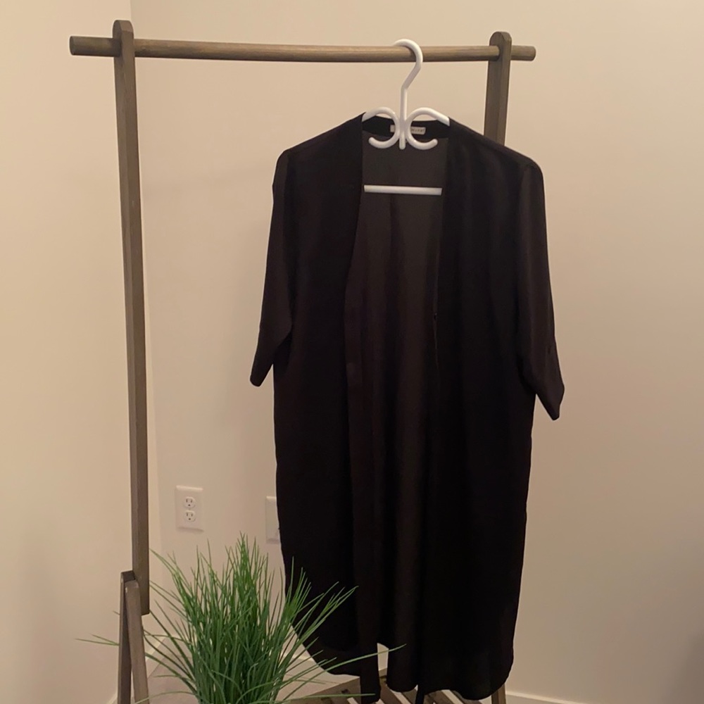 OAK + FORT Black Open-Front Long Cardigan